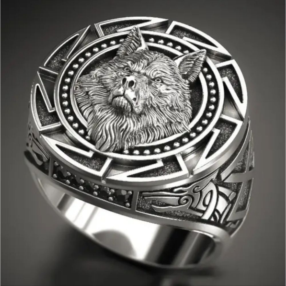 Unisex Silvery Wolf Ring Sz 7